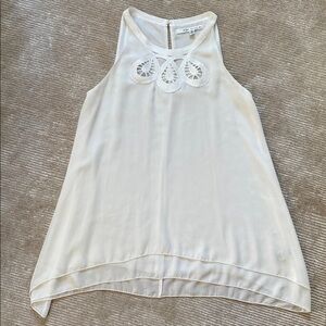 Max Studio Sleevless Eyelet Lace Embroidered White Blouse Size M